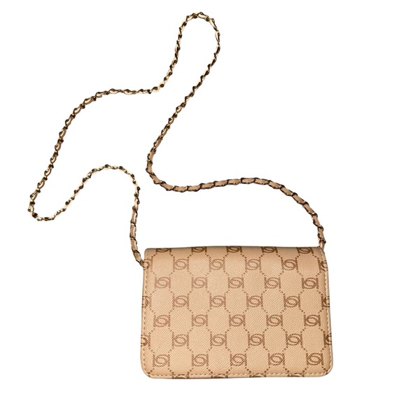 Bebe Cream and Gold Crossbody Bag with Elegant Accents - Picture 2 of 4